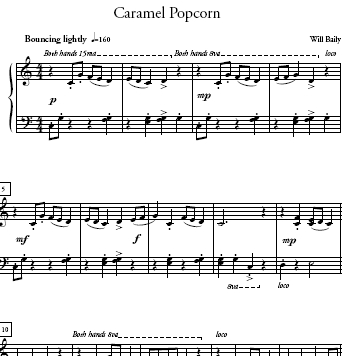 Caramel Popcorn Sheet Music and Sound Files for Piano Students